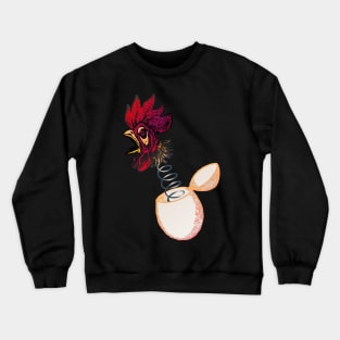 Rooster Chicken Head Jack in a Box Egg Spring Crewneck Sweatshirt